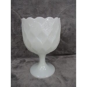Milk Glass Goblet Honeycomb Milk Glass Vintage 6" Tall LE Smith